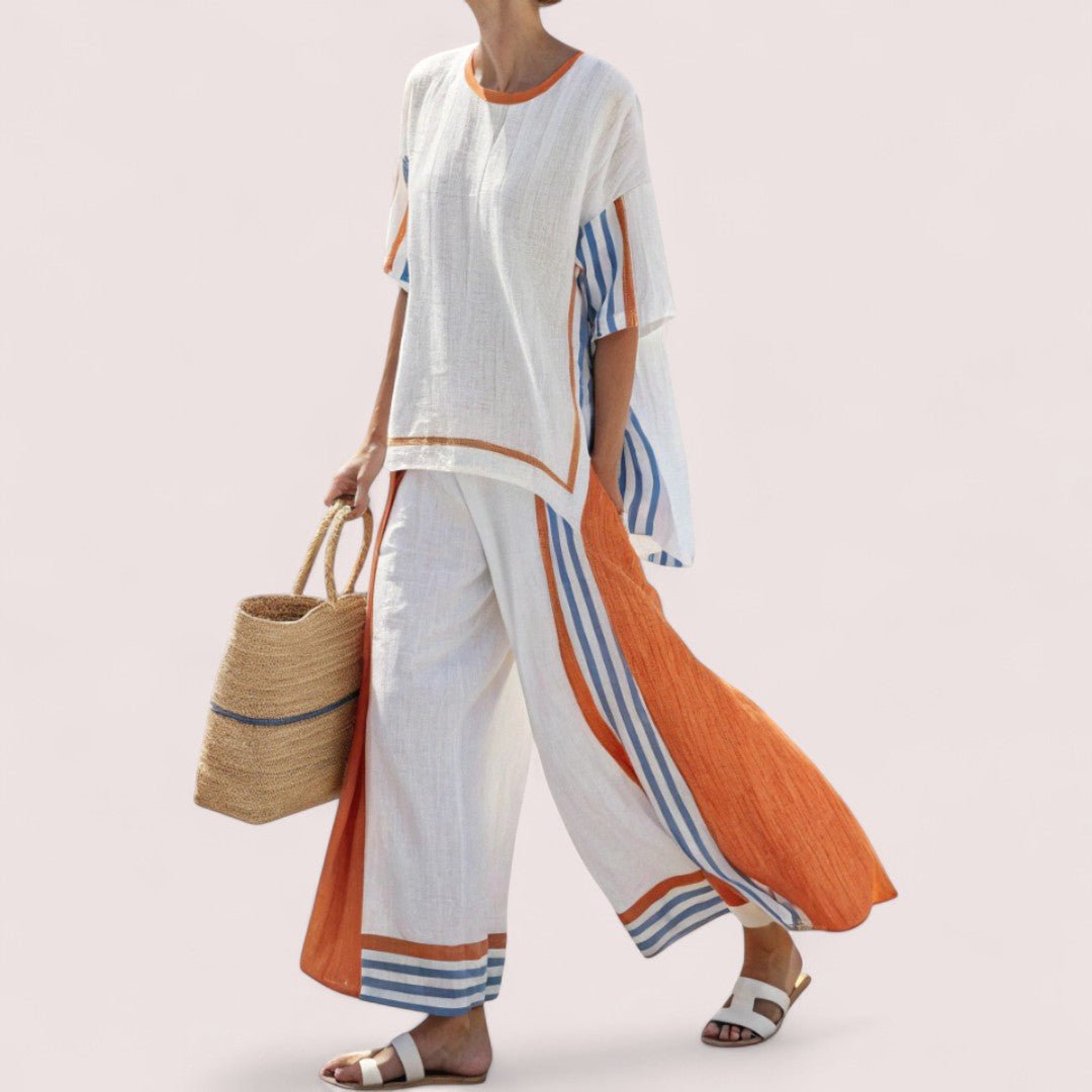 Marblestitch™ | Luftig tvådelad set med ränder och oversized passform