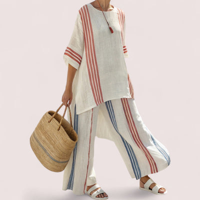 Marblestitch™ | Luftig tvådelad set med ränder och oversized passform