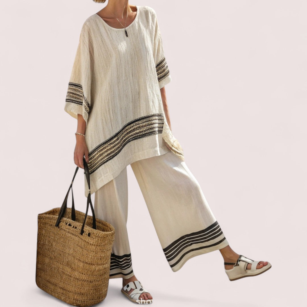 Marblestitch™ | Luftig tvådelad set med ränder och oversized passform