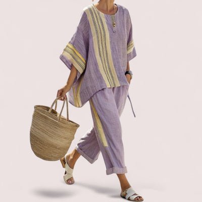 Marblestitch™ | Luftig tvådelad set med ränder och oversized passform