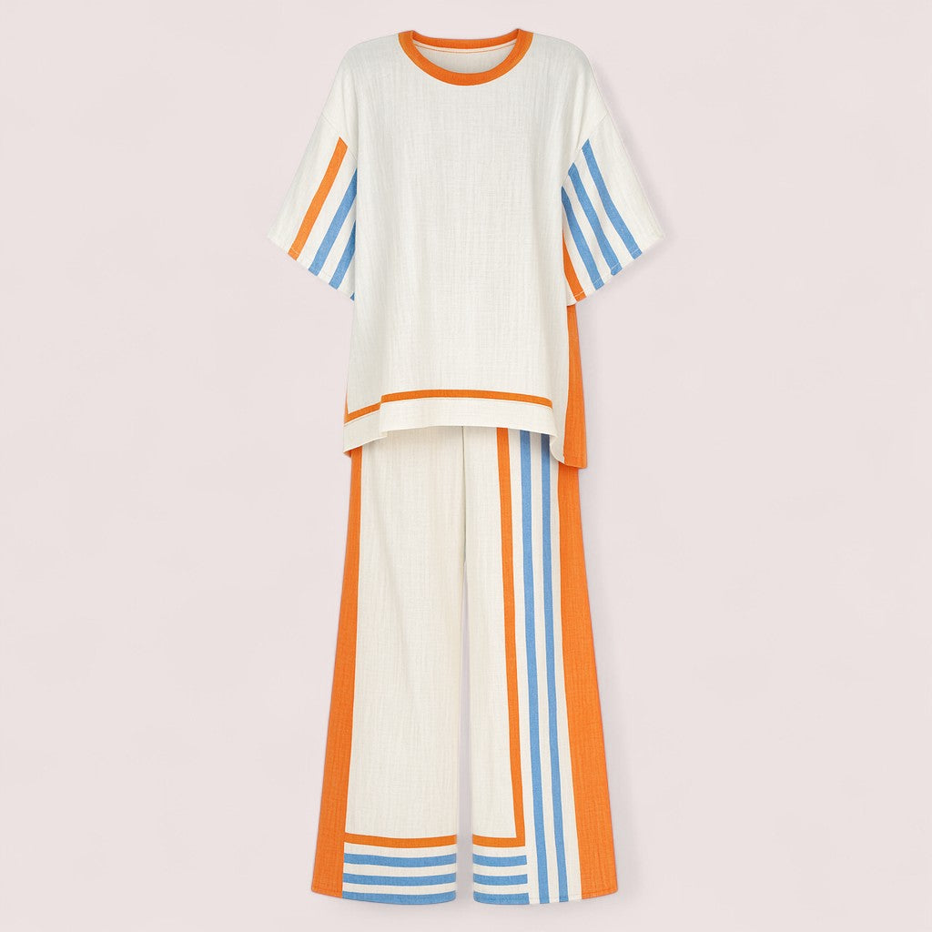 Marblestitch™ | Luftig tvådelad set med ränder och oversized passform