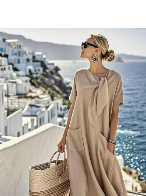 Marblestitch™ | Lång klänning med rosettdetalj